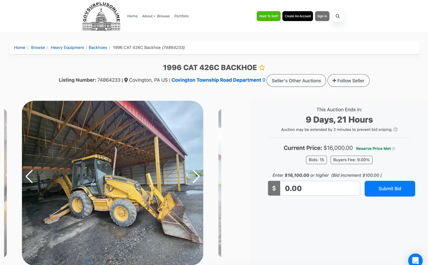 GOV Surplus Online Auction Site