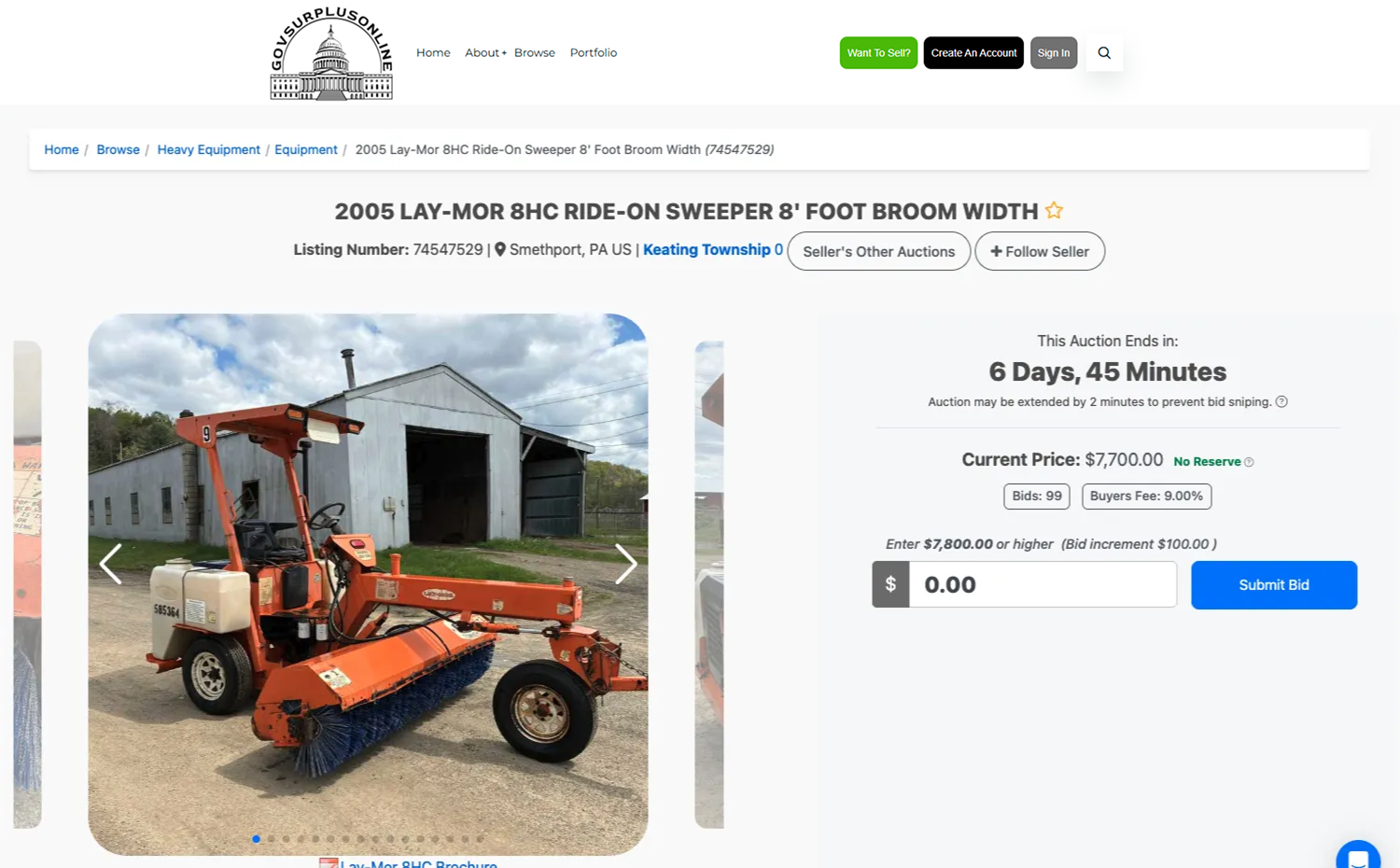 GOV Surplus Online Auction Site