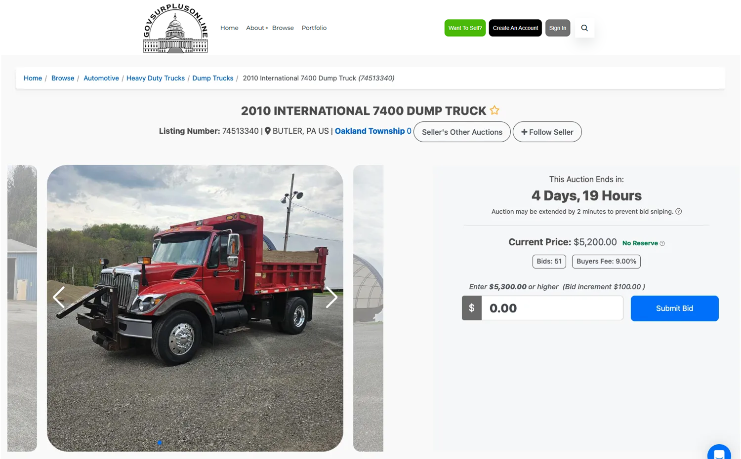 GOV Surplus Online Auction Site